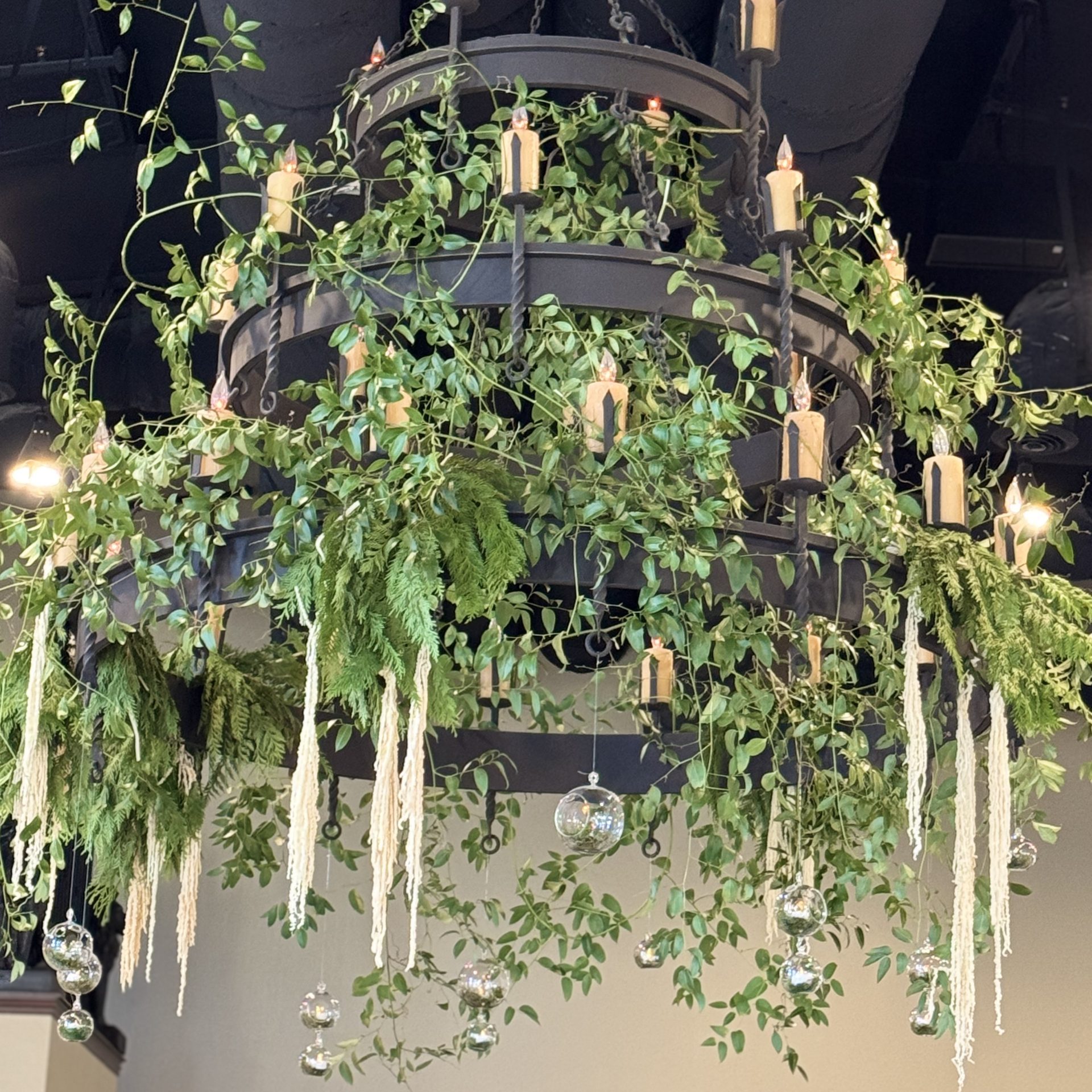 Chandelier with greenery